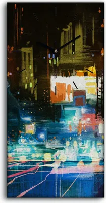 Produktbild von Leinwand Wanduhr Wandkunst Uhr 30x60 Foto Malerei Modernen Stadt bei Nacht - schwarze Hände