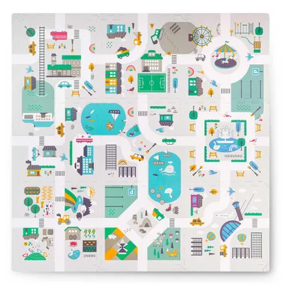 Obrázok produktu pre Mata piankowa puzzle 120x120cm + piankowe figurki Nukido Town