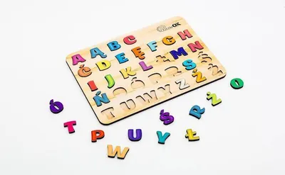 Produktbild von Holz Steckpuzzle mit Alphabet-Buchstaben für Kinder, ohne scharfe Kanten