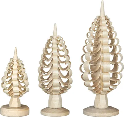 Produktbild von Spanbaum -Set aus Naturholz in 3 Größen Höhe 6,8und10cm NEU