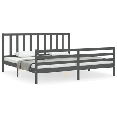 Obrázek produktu pro vidaXL Postel z masivu s čelem šedá 200x200 cm