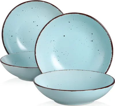 Image de Assiettes creuses en faïence, lot de 4 assiettes creuses vancasso MODA, assiettes à pâtes, bols à pâtes, bols à soupe, saladier