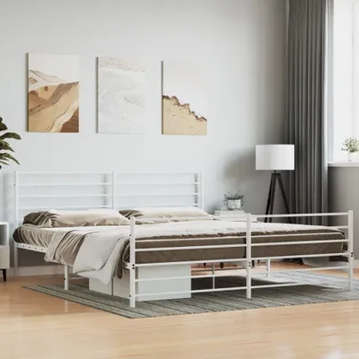 Produktbild von The Living Store Bettgestell mit Kopf- und Fußteil Metall Weiß 180x200 cm