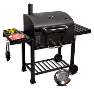 Produktbild von Holzkohlegrill Angulatus I Holzkohlegrill mit Deckel, verstellbarer Kohlewanne und Thermometer
