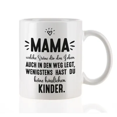 Produktbild von Mama Tasse lustig Motiv Hässliche Kinder – Geschenk Muttertag Spruch, 300 ml Keramik