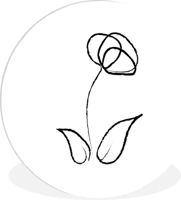 Produktbild von MuchoWow® Rundes Wandbild - Runde Bilder Strichzeichnung - Tulpen - Blume Ø 90 cm Kreis Wanddekoration Kunststoff - Wandkreis - Wandschmuck - Wand-Kreis - Wohnzimmer - Bild - Runde - Wanddeko - Dibond - Kunstdrucke