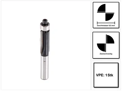 Produktbild von PRO Bündigfräser mit untenlieg. Führungskugellager, Ø 9,5 x L 25,4, Schaft 8 mm
