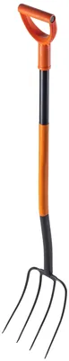 Obrázek produktu pro Zahradní vidle, materiál: uhlíková ocel, délka 132 cm, hmotnost 1,8 kg, ergonomická rukojeť, vhodná pro kompost a seno