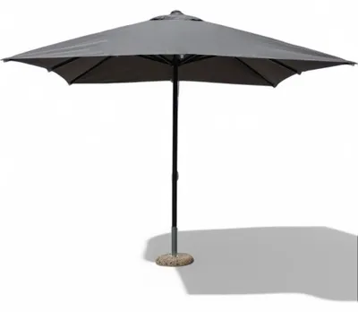 Image de Parasol de jardin 3 x 3 m en aluminium noir avec toile grise et système de poulie pour l'extérieur