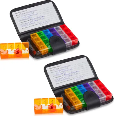 Produktbild von relaxdays 2 x Tablettenbox 7 Tage mit Etui