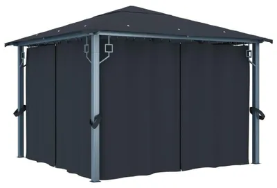 Obrázok produktu pre vidaXL Pavilón so závesmi 300×300 cm Antracitový hliník