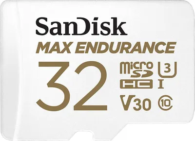 A close-up studio shot of a SanDisk microSD card.
