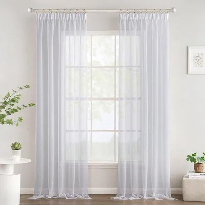Immagine prodotto di Tende trasparenti con volant, set da 2 pezzi, 140 x 225 cm, bianco