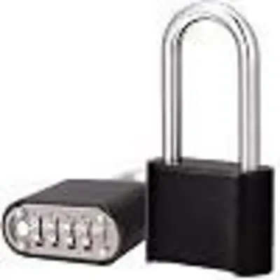 Image de Cadenas numérique à 4 chiffres, code réglable, anse de 6,6 cm, résistant aux intempéries, couleur noire