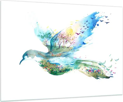 Produktbild von Bilder auf glas - Abstraktion Vogel Natur Bewegung - 100x70cm - Glasbilder - Wandbilder - Kunstdruck - zum Aufhängen bereit - Wanddekoration aus Glas - Glas Bilder - Wandbild auf Glas - GAA100x70-3032