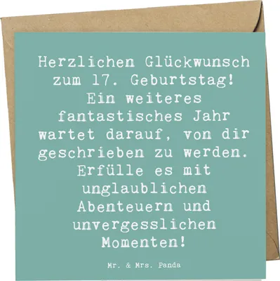 Produktbild von Mr. & Mrs. Panda Glückwunschkarte Spruch 17. Geburtstag Abenteuer - Meeresbrise - Geschenk, Geburtstagsfeier, faltkarte, Party Dekoration, Happy Birthday, anlasskarte