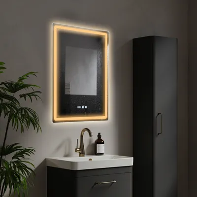 Zdjęcie produktu dla Lustro łazienkowe 50*70cm Lustro łazienkowe LED ze ściemnianym lustrem przeciwmgielnym