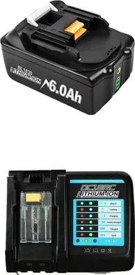 Zdjęcie produktu dla Akumulator litowo-jonowy, pojemność 6000 mAh, napięcie 18 V, 1 akumulator, 1 ładowarka