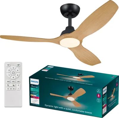 Produktbild von Philips Olas Deckenventilatorleuchte 32 W (Ventilator) + 24 W (Leuchte), LED, IP20, Schwarz