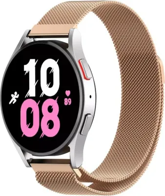 Produktbild von Strap-it Milanese Armband - Kompatibel mit Samsung Galaxy Watch 5 Armband 44mm Edelstahl Armband mit Magnetverschluss - Ersatzarmband - Hochwertiges Material - für Smartwatch 20mm Armband Rosa Gold