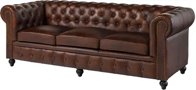 Produktbild von MASSIVMOEBEL24.DE Sofa 3-Sitzer Echtleder 216x82x75 braun CHESTERFIELD #103