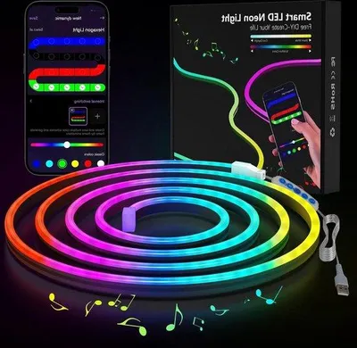 Immagine prodotto di Striscia LED RGB con sincronizzazione musicale, luce neon flessibile, 2 m, impermeabile, per interni ed esterni