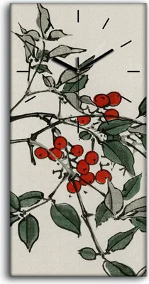 Produktbild von Wanduhr Uhr Wandbild Leinwand Geräuschlos 30x60 Malerei Asiatische Blumen - schwarze Hände