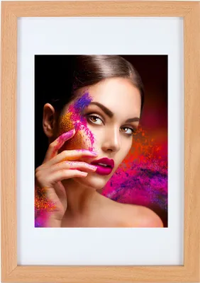 Produktbild von Holz Bilderrahmen Lifestyle Plexi Foto Rahmen Collage Wanddeko Poster HR-25 - Farbe: Buche | Format: 30x30