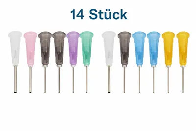 Produktbild von 14 Stück Dosiernadel Set für Dosierspritze Löten Lötpaste Flüssigkeiten 7 Typen