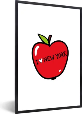 Produktbild von MuchoWow® MuchoWow® Gerahmtes Poster New York - Apfel - Grün 60x90 cm - Poster mit zchwarzem Bilderrahmen - Kunst