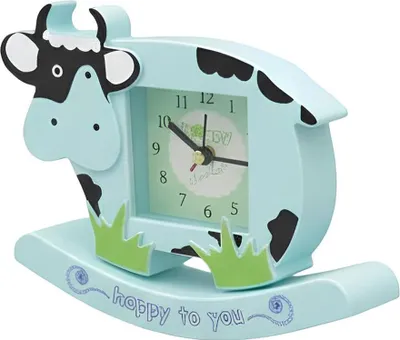 Immagine prodotto di Avizar, sveglia analogica per bambini con design a forma di mucca Happy to You, blu
