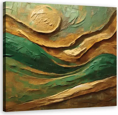Produktbild von Leinwandbild Grüne gemalte Abstraktion 40x40 Feeby Grün bild für die wand bereit zum aufhängen