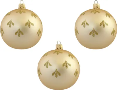 Produktbild von Weihnachtskugeln Set Gold mit Blattdekor