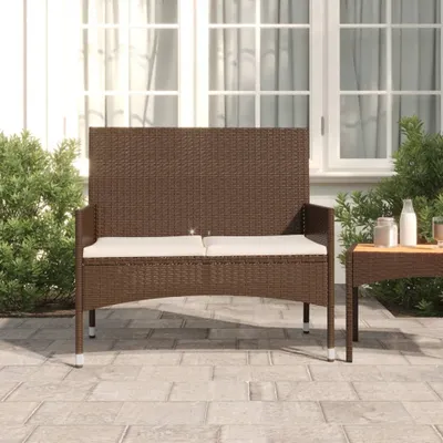 Produktbild von Möbel Gartenbank 2-Sitzer mit Kissen Braun Poly Rattan - Gartenbänke 319487