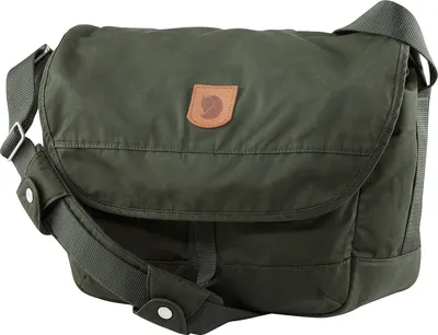 A green Fjallraven shoulder bag is shown against a white background.