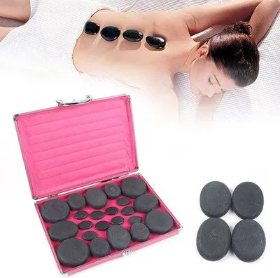 Produktbild von 20 Massage Steine – Basaltsteine – Set für Hot-Stone-Massagen – Entspannung – M-Winkel