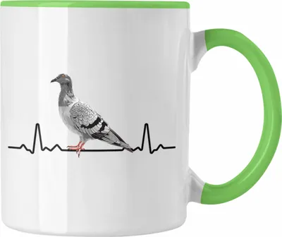 Produktbild von Trendation - Taubenzüchter Herzschlag Geschenk Zaubenzucht Zubehör Tauben Tasse Lustiger Spruch Taubenflüsterer Taubenliebhaber Becher (Grün)