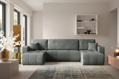 Produktbild von Furnisell U-Form Sofa mit Bettkasten Schlaffunktion "VERITA U", Dunkelgrau