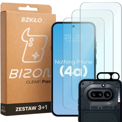 Produktbild von 3x Gehärtetes Glas + Kameraschutz für Nothing Phone (4a), Bizon Glass Clear Pack