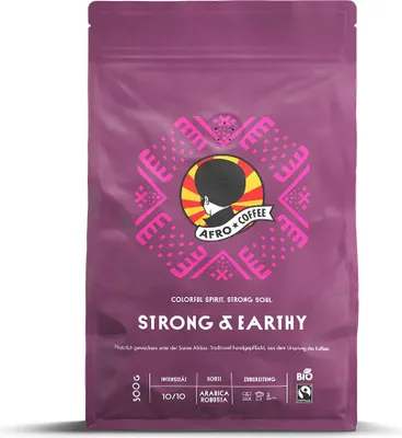 Produktbild von AFRO COFFEE Strong & Earthy Premium Kaffeebohnen 500g - Fairtrade Arabica & Robusta Kaffee ganze Bohnen von AFRO COFFEE