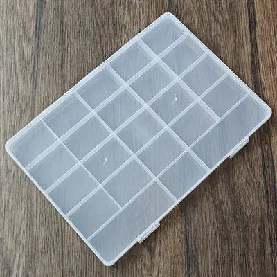 Produktbild von Aufbewahrungsbox mit 23 Fächern für Schmuck, Perlen oder Kleinteile, aus transparentem Kunststoff