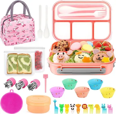 Produktbild von 27 Stück Bento Box, Auslaufsicher und mit FächernGeeignet als Lunchbox Rosa