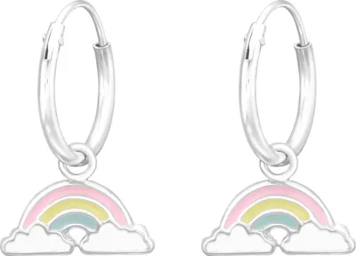 Produktbild von Creolen Ohrringe 925 Sterling Silber mit Regenbogen