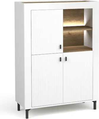 Produktbild von Minio, Bücherregal "ASSO 5", mit LED Beleuchtung, Regal, Weiße Farbe / Whisky Eiche