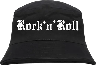 Produktbild von Rock ’N’ Roll Fischerhut - bedruckt - Bucket Hat Anglerhut Hut S/M Schwarz