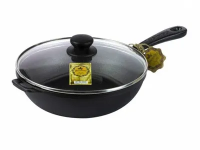 Produktbild von Gusseisenpfanne Ø28 cm 6 cm hoch mit Glasdeckel MAYSTERNYA T204C3 – für Induktion & alle Herdarten
