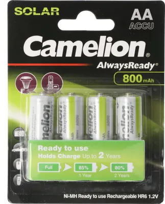 Immagine prodotto di Batteria Camelion AA AlwaysReady, ideale per lampade solari, telefoni, strumenti di misura, NiMH, 1,2 Volt 800 mAh