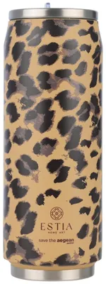 Produktbild von Estia | Thermobecher - Trinkbecher - Isolierbecher mit Strohhalm - 500 ml - Leopardenmuster