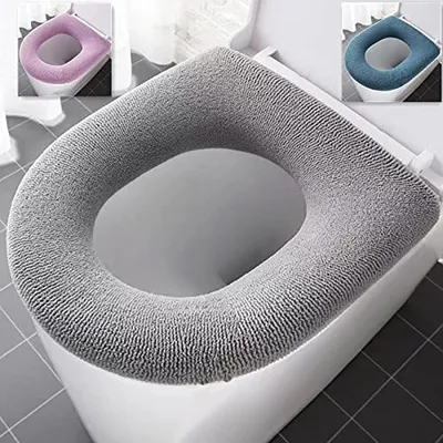 Produktbild von 3 Stück Dicker Badezimmer Weiche WC Sitzbezug Pad WC Deckelbezug Kissen Weich Dicker Dehnbar Waschbar Passend für Alle ovalen Toilettensitze