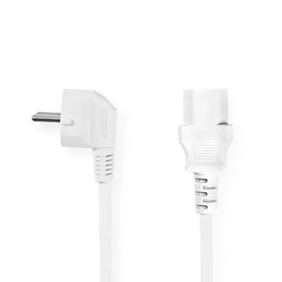 Obrázek produktu pro Napájecí kabel | Napájecí konektor Samec | IEC-320-C13 | Úhlové | Rovný | Niklovaný | 3,00 m | Kulatý | PVC | Bílá | Označení